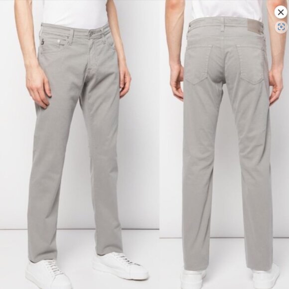 AG Adriano‎ Goldschmied Tellis Slim Pants 31x34 Grey Lightweight Stretch Chevron - Picture 1 of 16